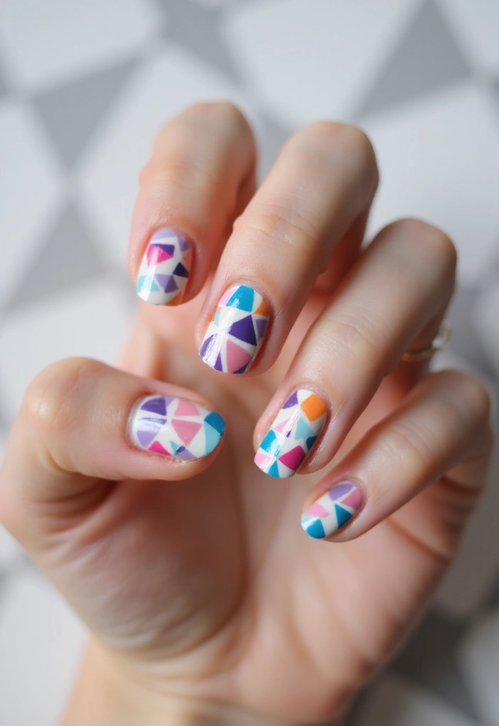 29 Bridesmaid Nails Matching – Coordinated Looks for the Crew - 5. Geometric Nail Art