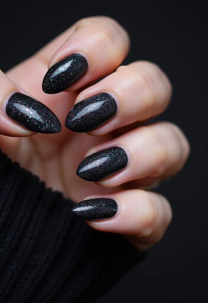 29 E-Girl Nails Featuring Dark Accents and Playful Designs - 1. Dark Glitter Dips
