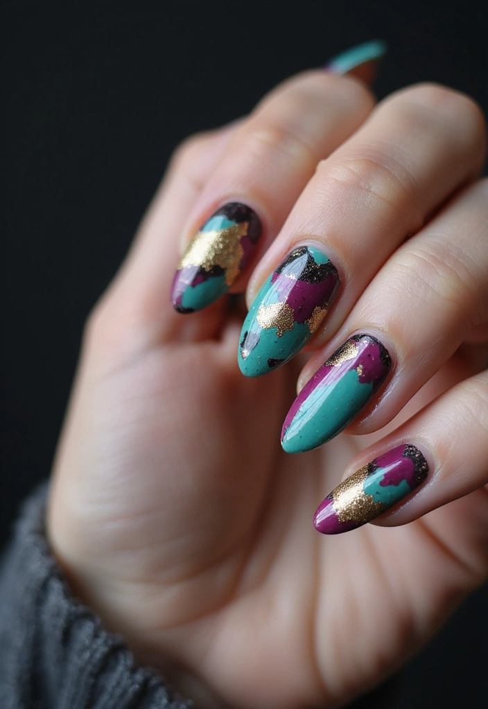 29 E-Girl Nails Featuring Dark Accents and Playful Designs - 15. Abstract Art