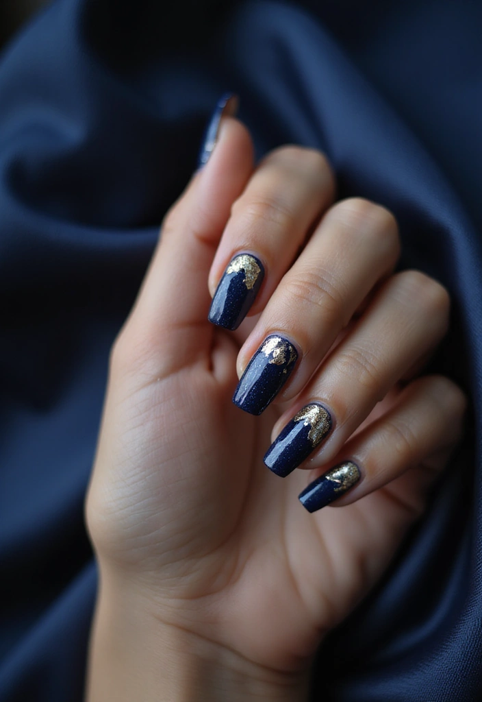 29 E-Girl Nails Featuring Dark Accents and Playful Designs - 17. Layered Foil Accents