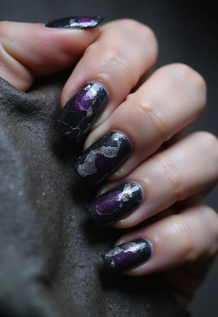 29 E-Girl Nails Featuring Dark Accents and Playful Designs - 19. Grunge-Inspired Nails