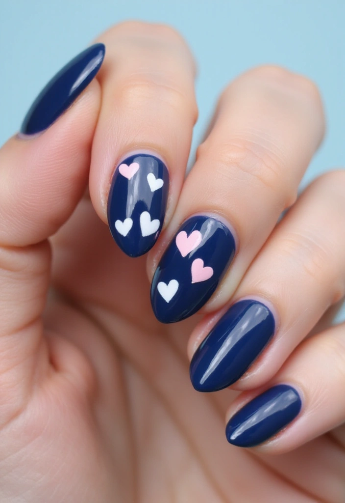 29 E-Girl Nails Featuring Dark Accents and Playful Designs - 3. Heart Accents