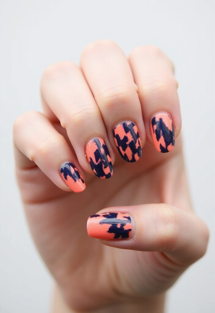 29 E-Girl Nails Featuring Dark Accents and Playful Designs - 4. Checkerboard Patterns