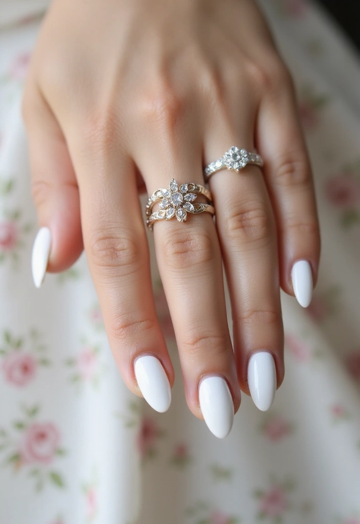 29 Nails with Rings Aesthetic – Styling Tips & Inspiration - 13. Ethereal White