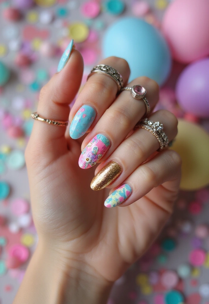 29 Nails with Rings Aesthetic – Styling Tips & Inspiration - 19. Mismatched Designs