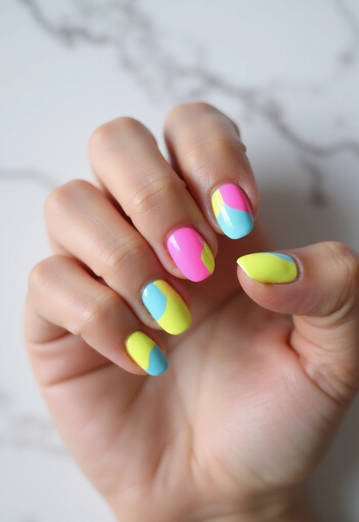 29 Ways to Make Short Nails Look Longer Instantly - 25. Create a Color Block Look