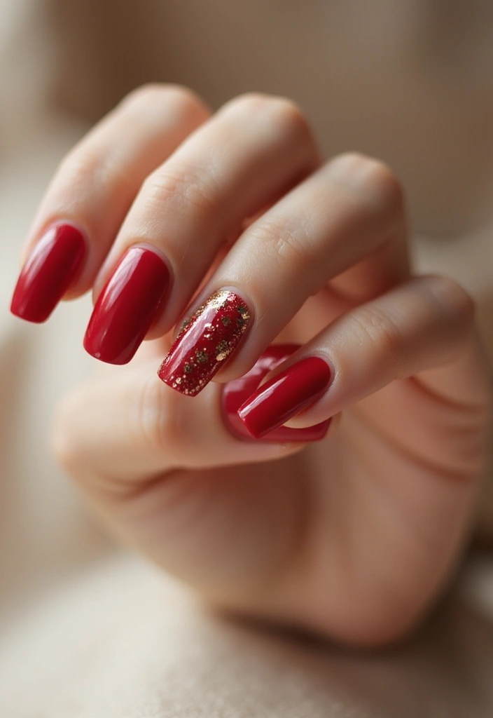 30 Coffin Nails Short – Stylish & Practical for Daily Wear - 13. Classic Red Charm