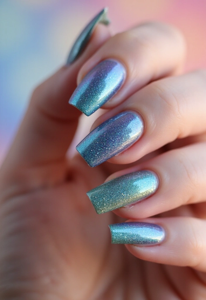 30 Coffin Nails Short – Stylish & Practical for Daily Wear - 14. Sparkling Mermaid