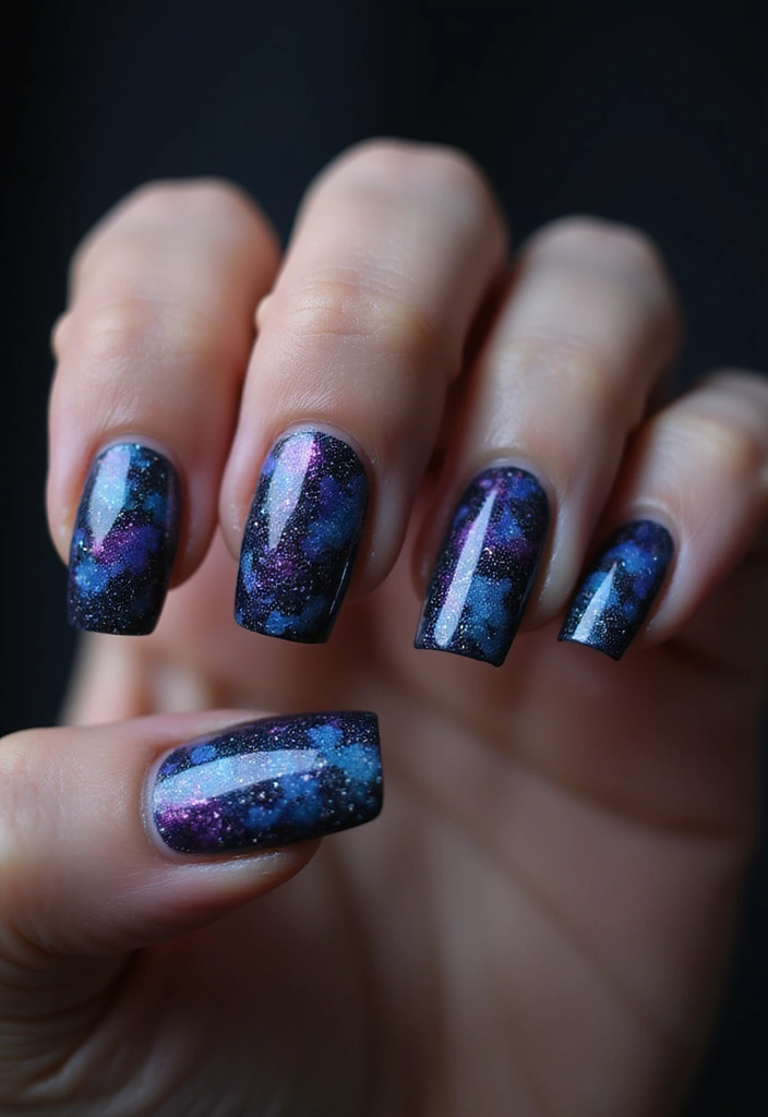 30 Coffin Nails Short – Stylish & Practical for Daily Wear - 16. Enchanting Galaxy