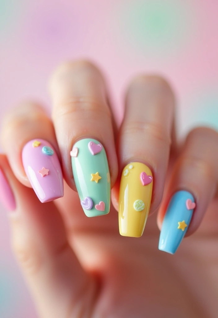30 Coffin Nails Short – Stylish & Practical for Daily Wear - 17. Sweet Candy Coated