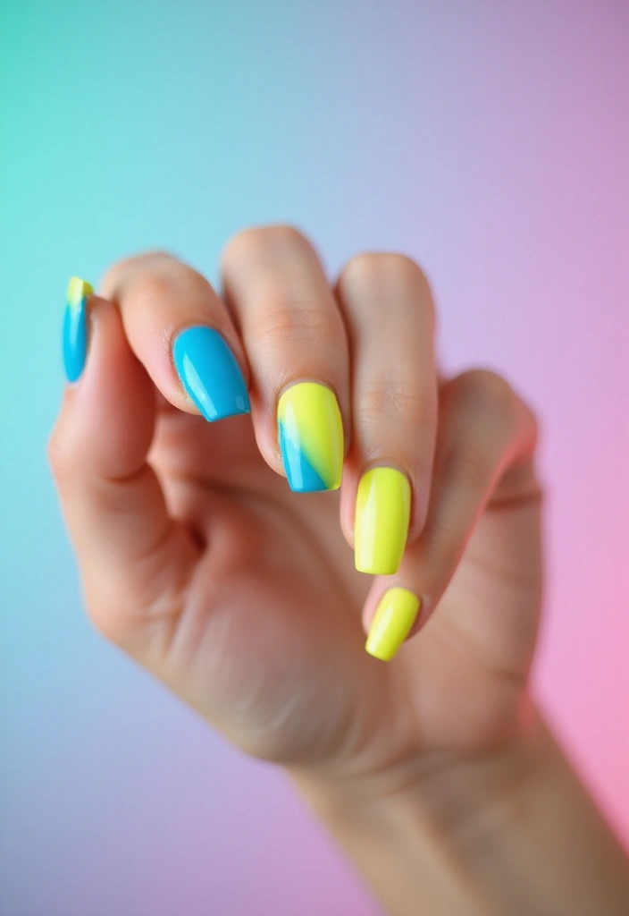 30 Coffin Nails Short – Stylish & Practical for Daily Wear - 20. Dynamic Duo-Tone