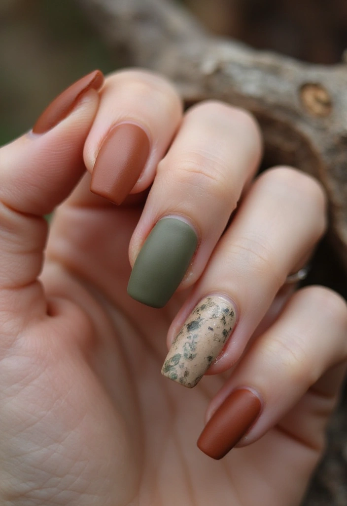 30 Coffin Nails Short – Stylish & Practical for Daily Wear - 24. Rustic Earthy Textures