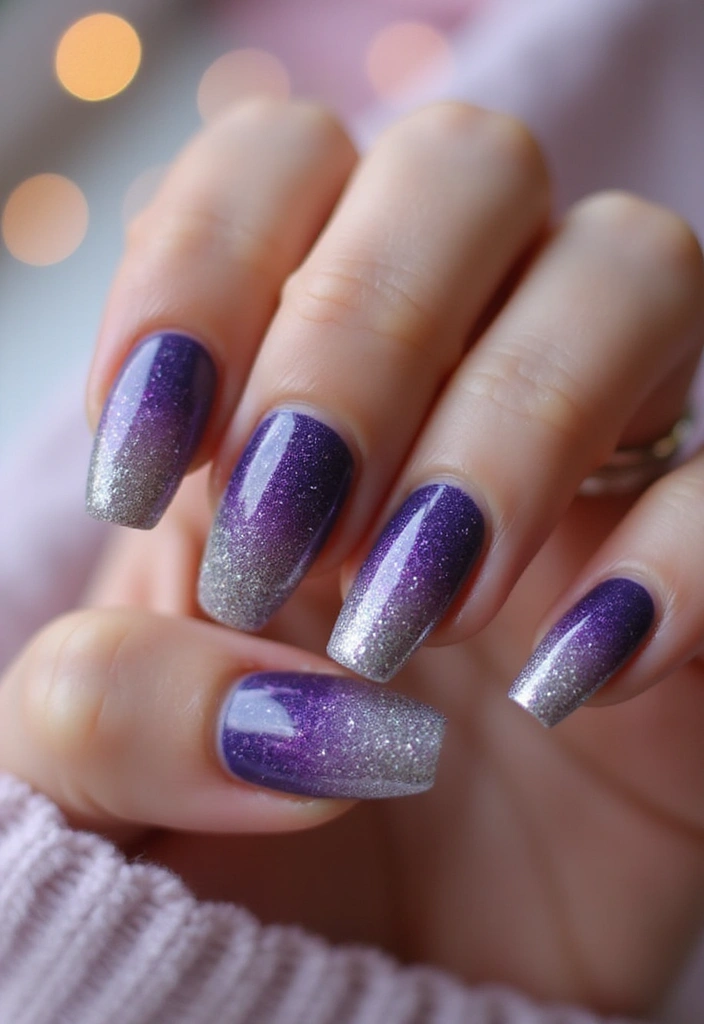30 Coffin Nails Short – Stylish & Practical for Daily Wear - 29. Shimmering Ombre Glitter