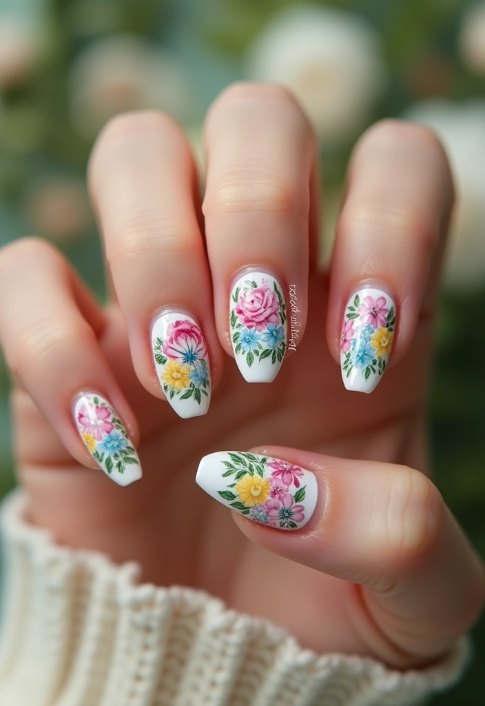 30 Coffin Nails Short – Stylish & Practical for Daily Wear - 7. Floral Flourish
