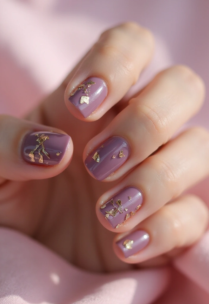 30 Mauve Nails for a Subtle, Sophisticated Vibe - 10. Mauve and Gold Foil