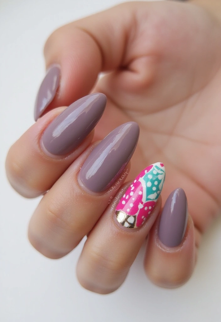 30 Mauve Nails for a Subtle, Sophisticated Vibe - 13. Mauve with a Pop of Color