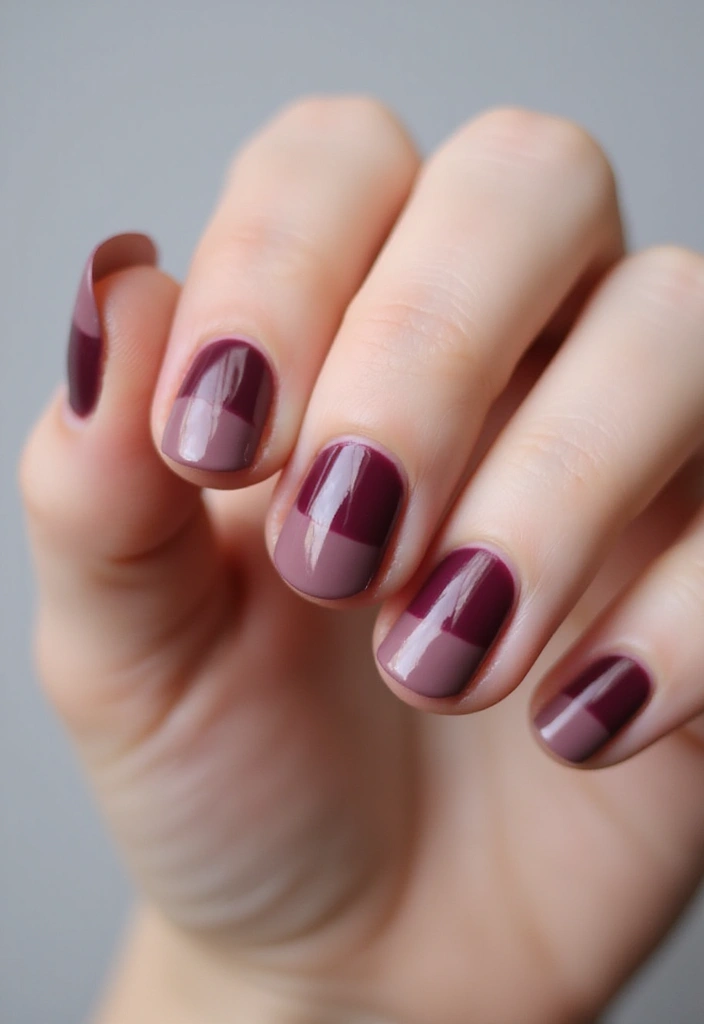 30 Mauve Nails for a Subtle, Sophisticated Vibe - 19. Mauve and Burgundy Combo