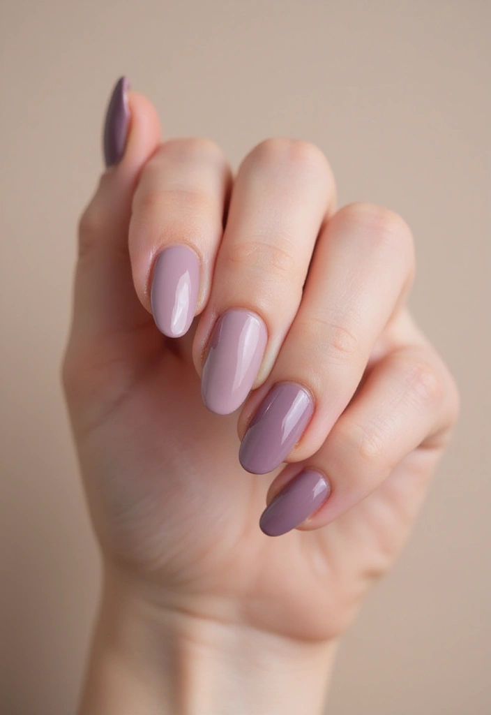 30 Mauve Nails for a Subtle, Sophisticated Vibe - 2. Glossy Mauve Ombre
