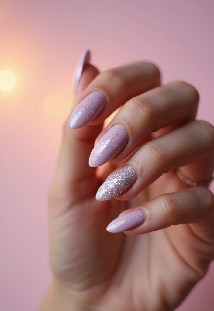 30 Mauve Nails for a Subtle, Sophisticated Vibe - 21. Mauve and Silver Glitter
