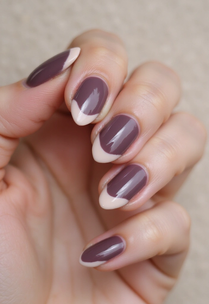 30 Mauve Nails for a Subtle, Sophisticated Vibe - 27. Mauve with Half-Moon Design