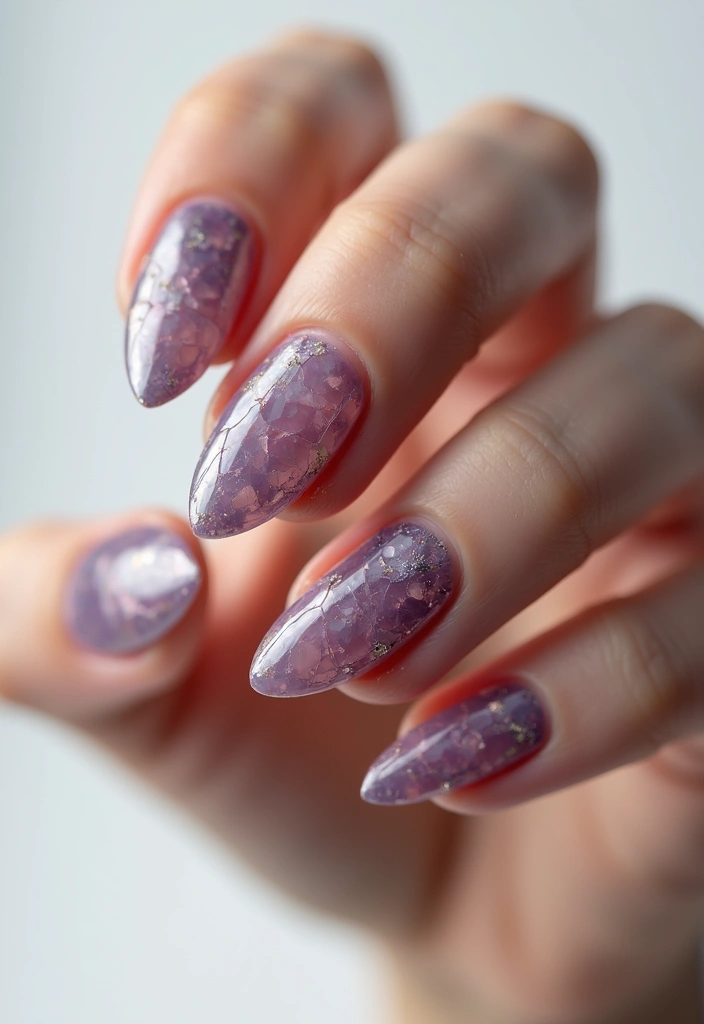30 Mauve Nails for a Subtle, Sophisticated Vibe - 29. Mauve with Shattered Glass Effect
