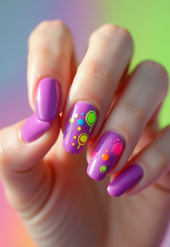 30 Mauve Nails for a Subtle, Sophisticated Vibe - 30. Mauve and Neon Splash
