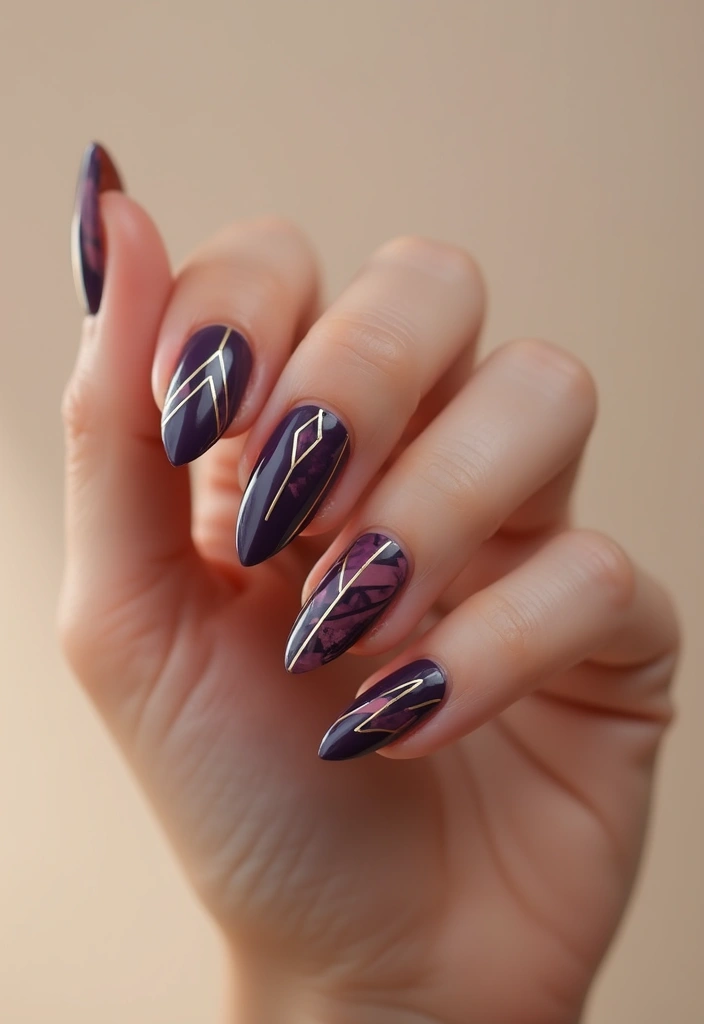 30 Mauve Nails for a Subtle, Sophisticated Vibe - 4. Mauve with Geometric Designs