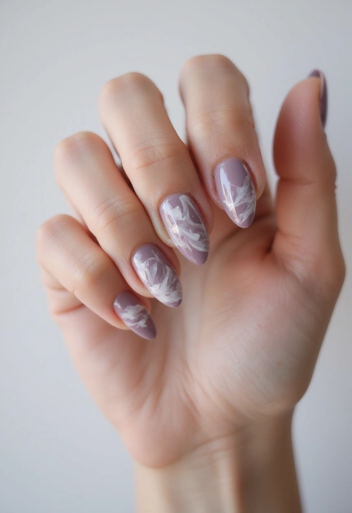 30 Mauve Nails for a Subtle, Sophisticated Vibe - 6. Mauve and Marble Nails