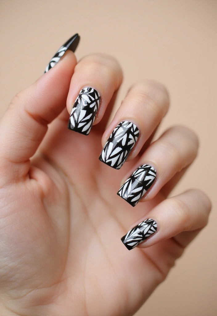 30 Minimalist Nail Art Designs That Are Quietly Stunning - 2. Geometric Black and White
