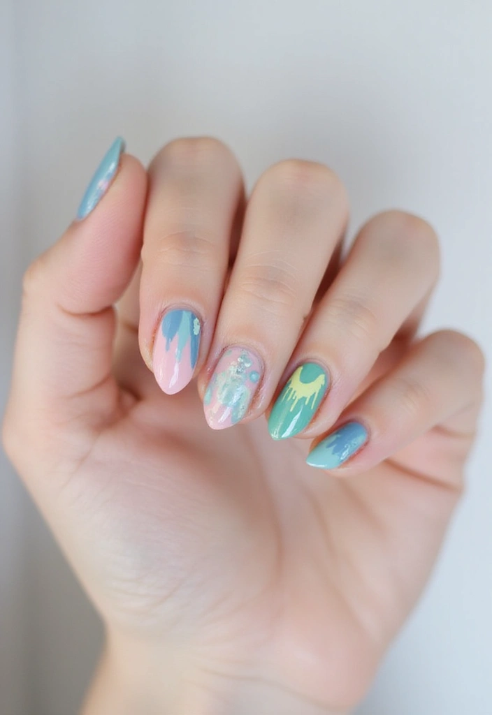 30 Minimalist Nail Art Designs That Are Quietly Stunning - 24. Whimsical Raindrop Designs
