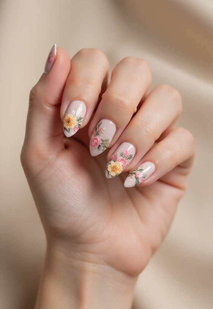 30 Minimalist Nail Art Designs That Are Quietly Stunning - 3. Delicate Floral Accents