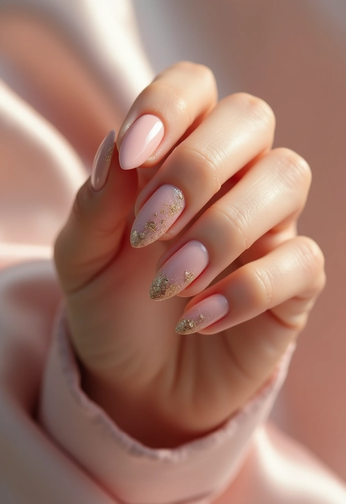 30 Spring Pastel Nails for Fresh, Floral Vibes - 22. Dusty Rose with Gold Leaf