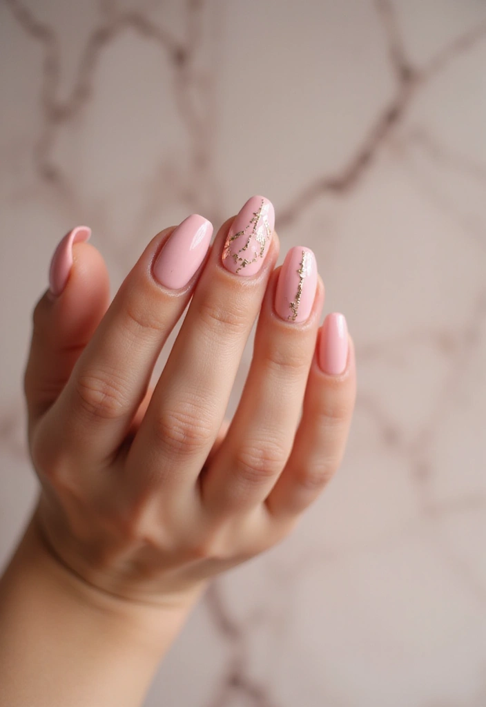 30 Spring Pastel Nails for Fresh, Floral Vibes - 3. Blush Pink with Gold Foil