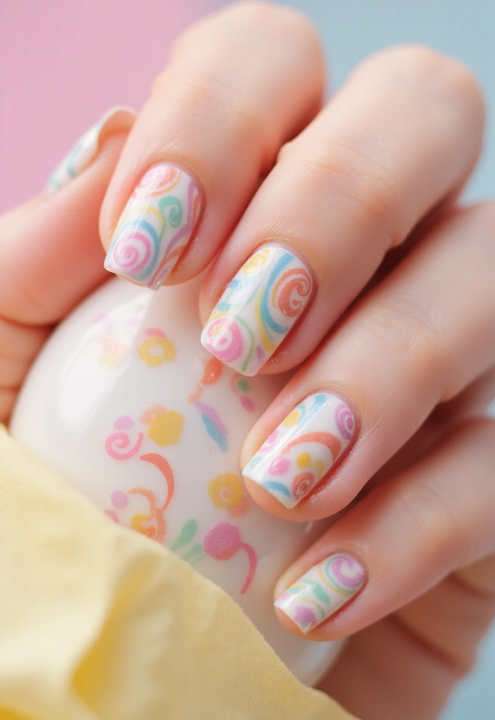 30 Spring Pastel Nails for Fresh, Floral Vibes - 6. Pastel Rainbow Swirls