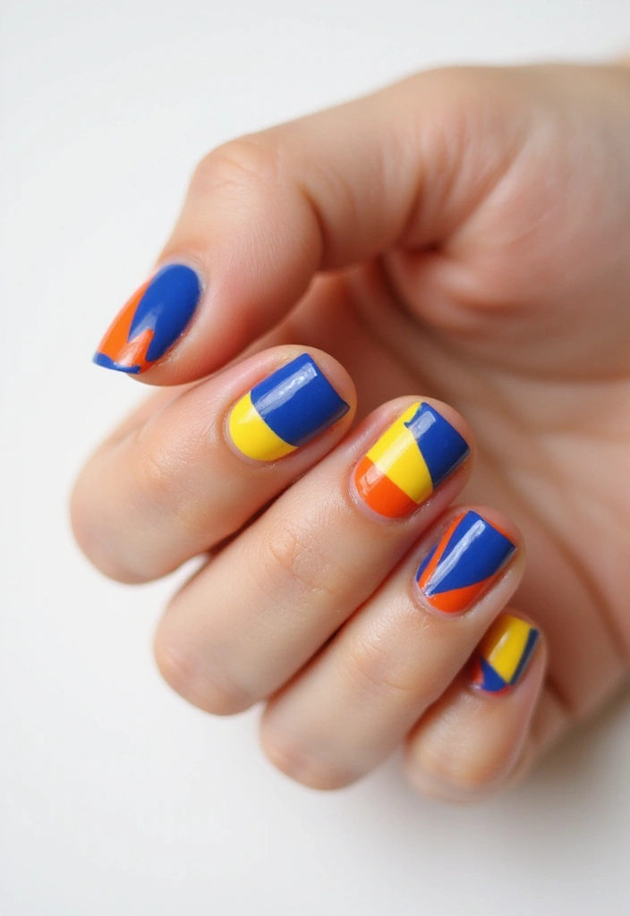 31 90s Nails Comeback: Thin Lines, Tiny Florals & Retro Cool - 12. Color Blocking