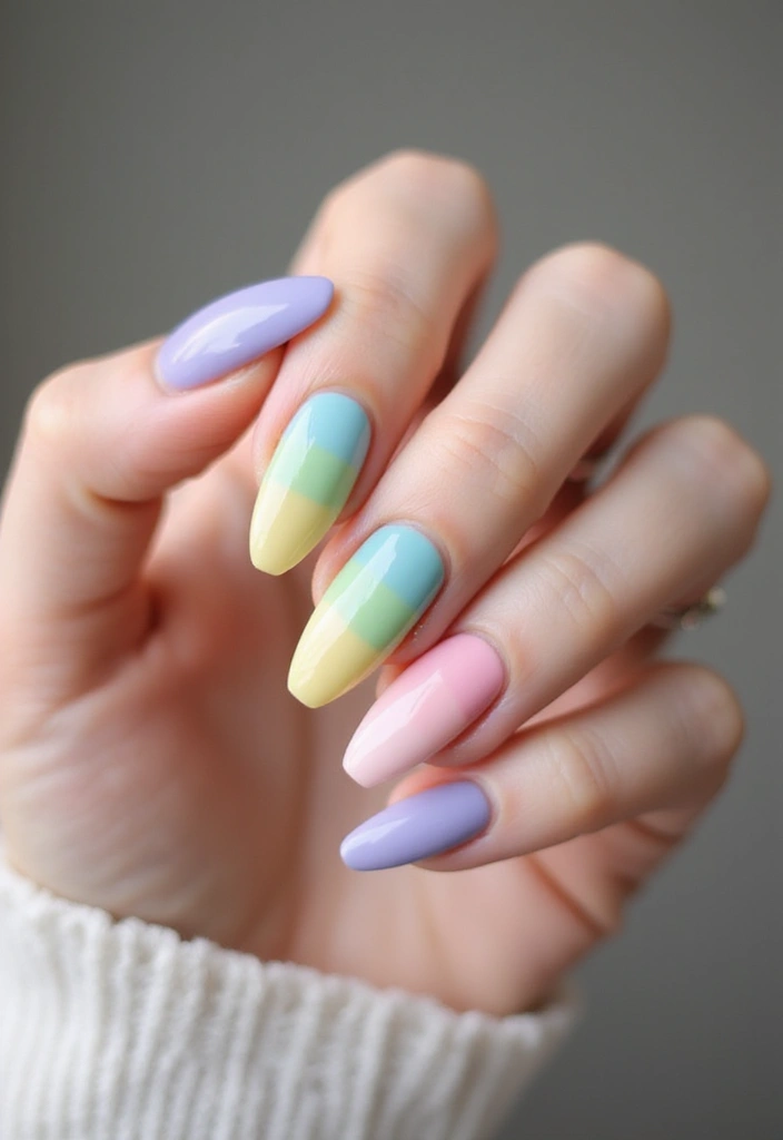 31 90s Nails Comeback: Thin Lines, Tiny Florals & Retro Cool - 17. Pastel Rainbow