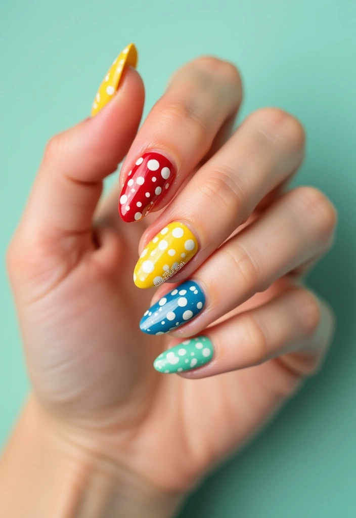 31 90s Nails Comeback: Thin Lines, Tiny Florals & Retro Cool - 19. Polka Dot Fun