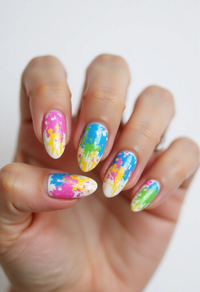 31 90s Nails Comeback: Thin Lines, Tiny Florals & Retro Cool - 23. Splatter Art