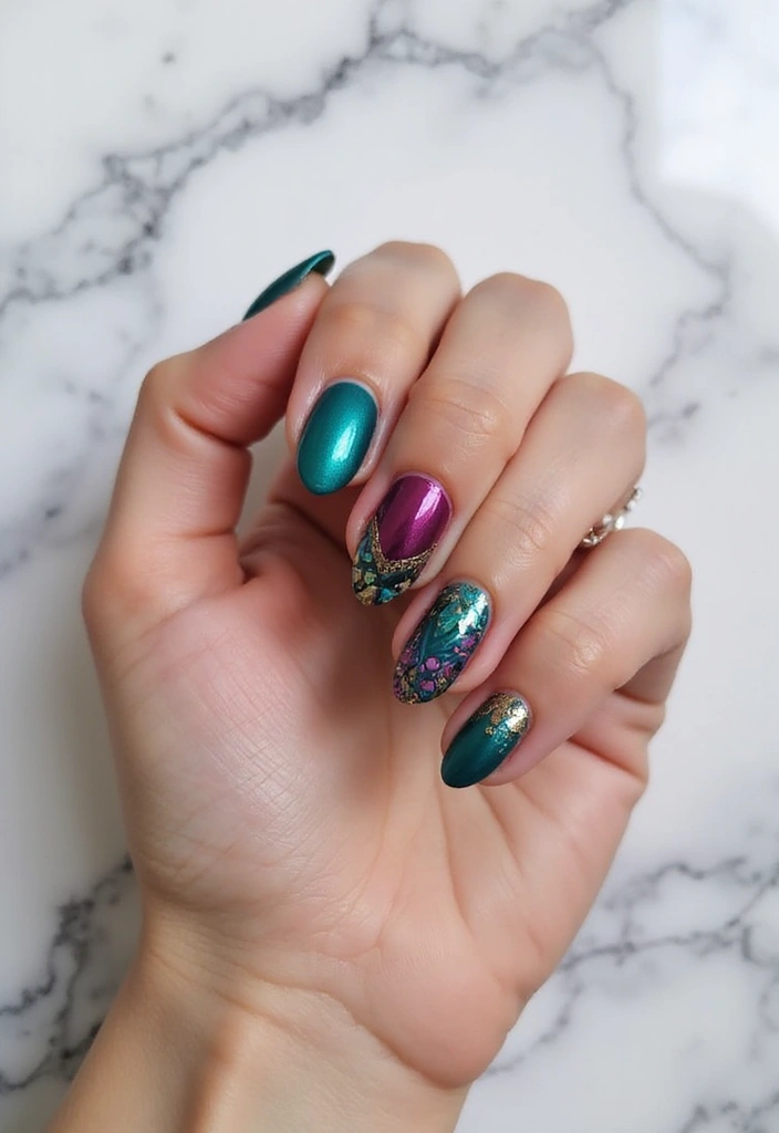 31 90s Nails Comeback: Thin Lines, Tiny Florals & Retro Cool - 26. Layered Nail Art