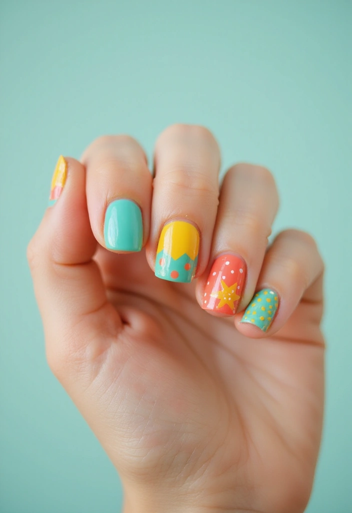 31 90s Nails Comeback: Thin Lines, Tiny Florals & Retro Cool - 27. Retro Color Combos