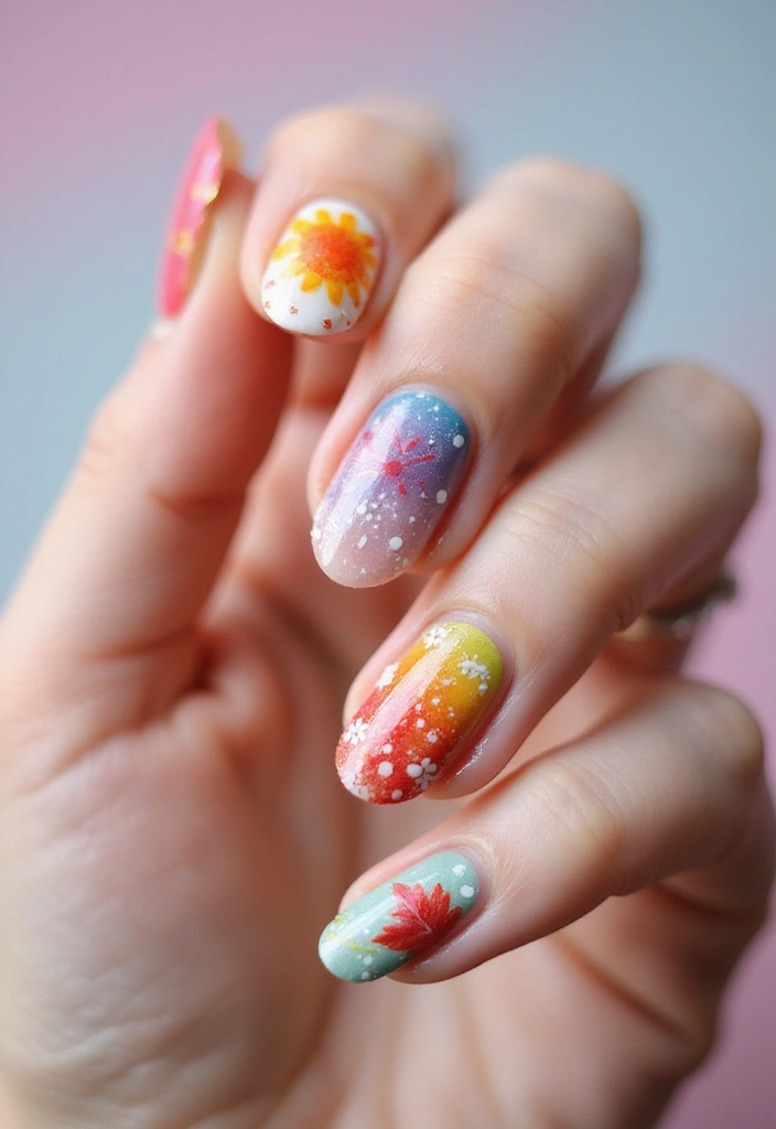 31 90s Nails Comeback: Thin Lines, Tiny Florals & Retro Cool - 28. Seasonal Themes