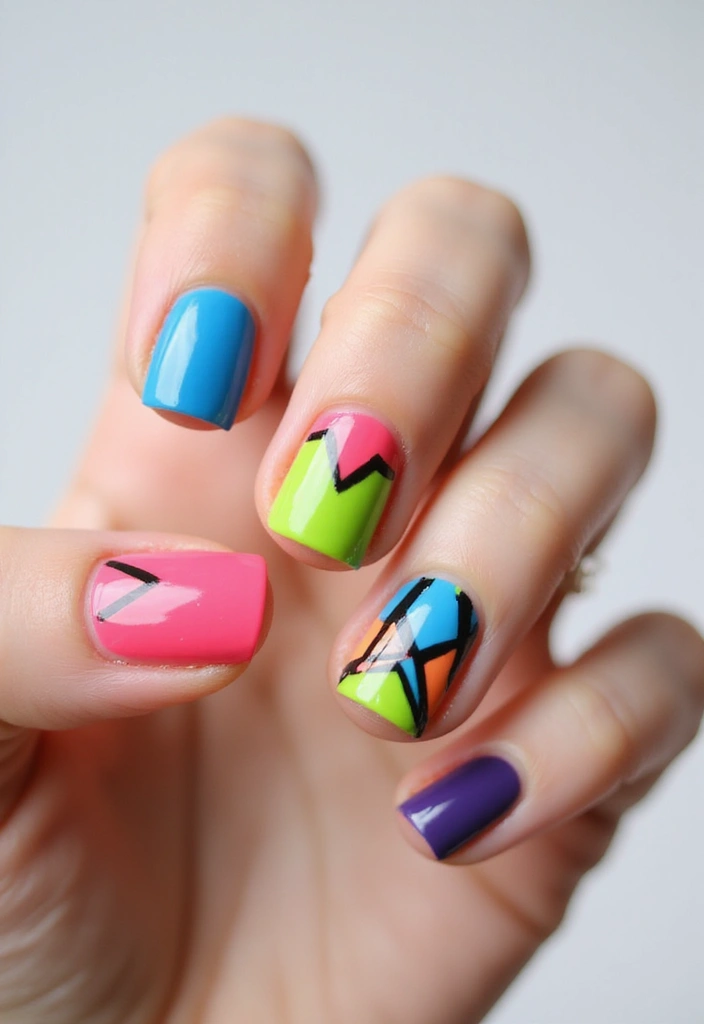 31 90s Nails Comeback: Thin Lines, Tiny Florals & Retro Cool - 3. Geometric Patterns
