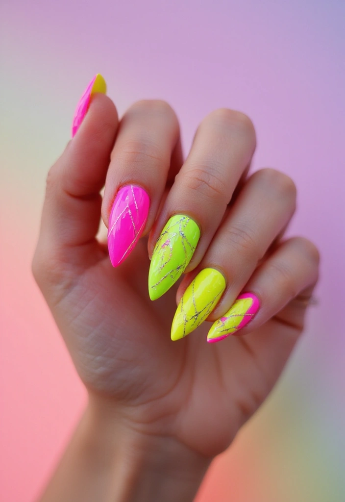 31 90s Nails Comeback: Thin Lines, Tiny Florals & Retro Cool - 7. Neon Dreams