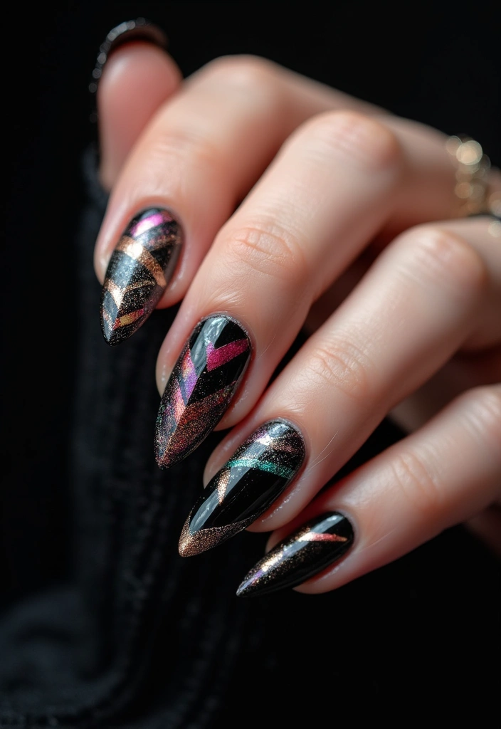 31 90s Nails Comeback: Thin Lines, Tiny Florals & Retro Cool - 8. Edgy Black Accents