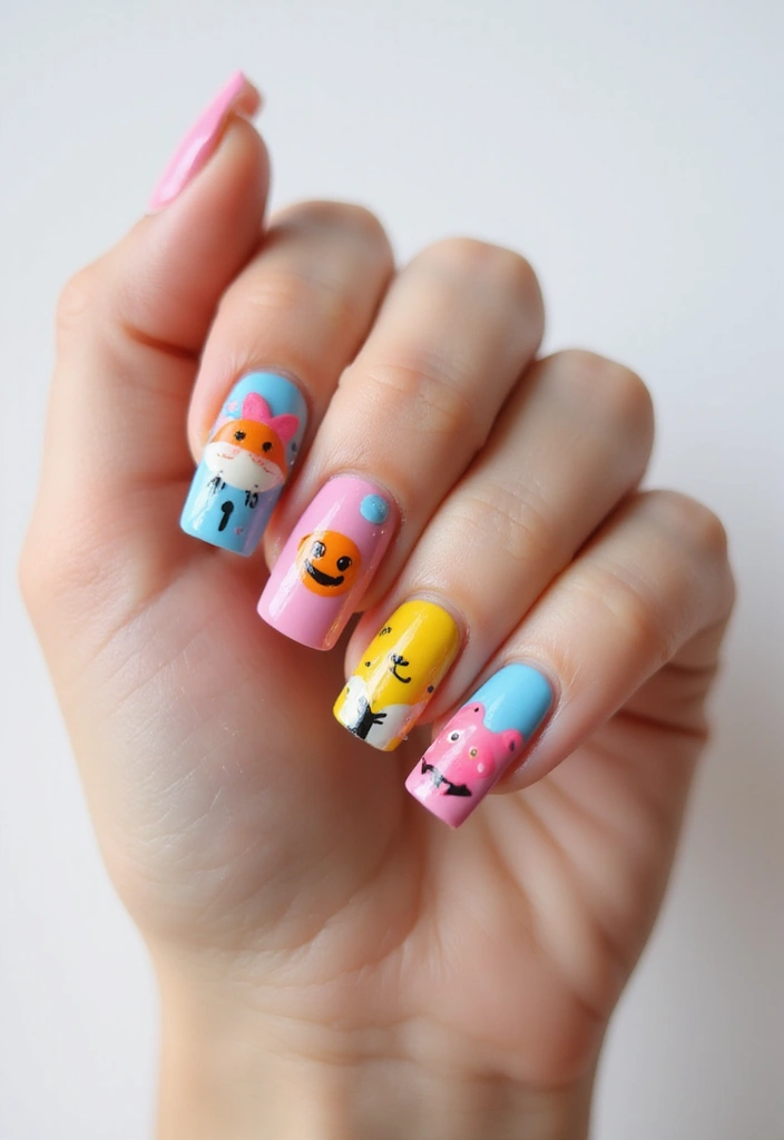 31 90s Nails Comeback: Thin Lines, Tiny Florals & Retro Cool - 9. Hand-Painted Icons