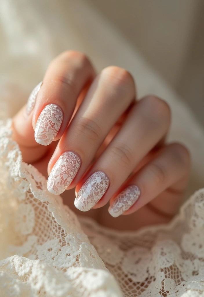 32 Best Nail Designs for Brides– Romantic, Refined & Dreamy - 7. Vintage Lace