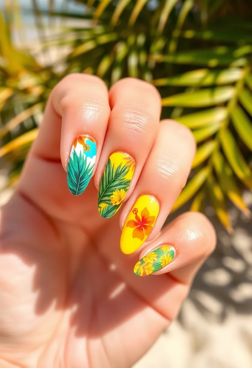 32 Best Nail Designs for Brides– Romantic, Refined & Dreamy - 8. Tropical Vibes