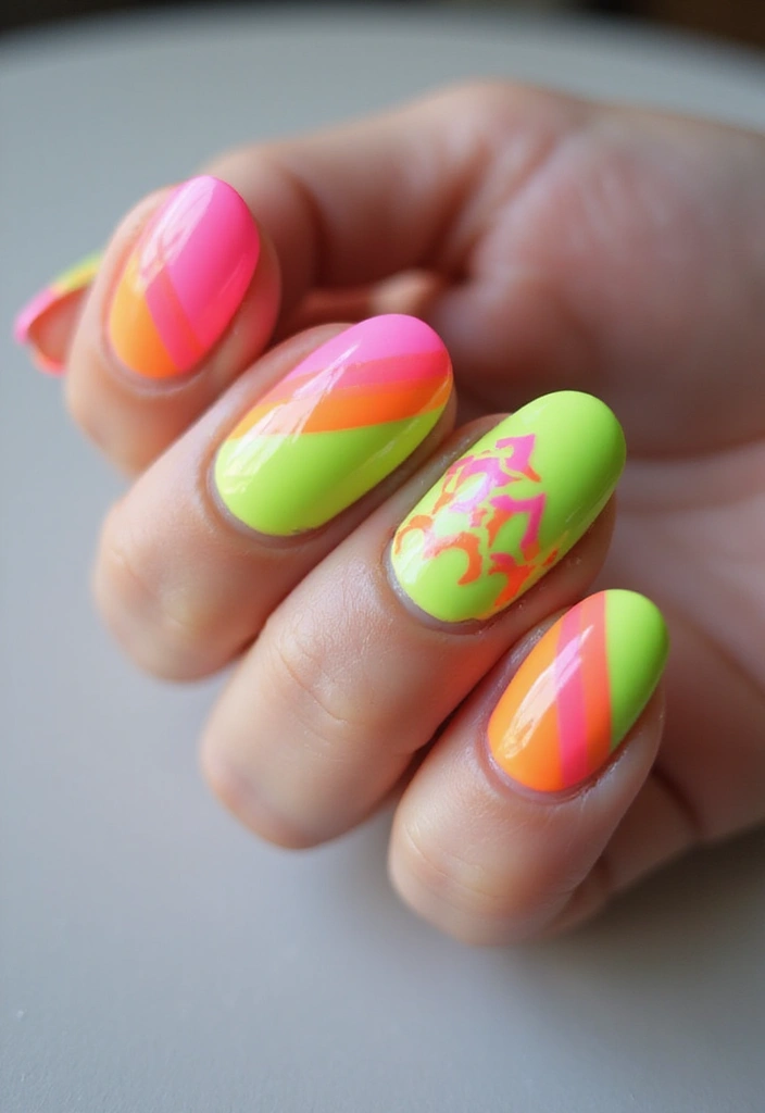 32 Clean Girl Nail Aesthetic Ideas for That Effortless Chic Look - 18. Bright Neon Accents
