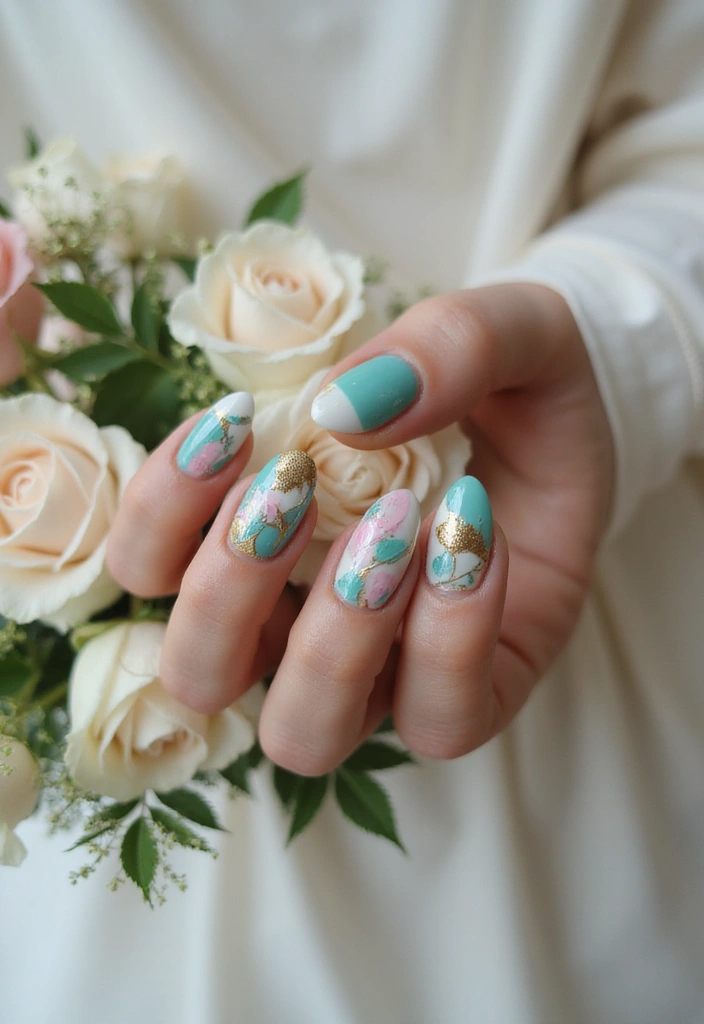 32 Elegant French Tips for the Modern Bride - 12. French Tip with an Abstract Design
