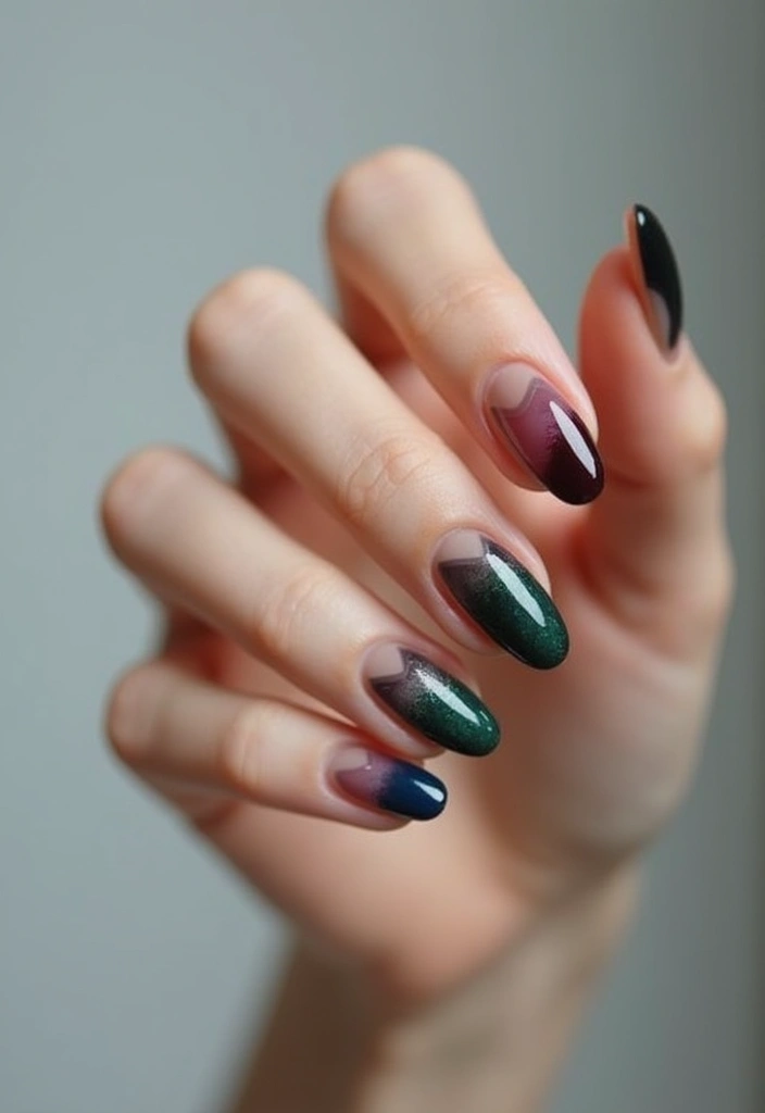 32 Elegant French Tips for the Modern Bride - 13. Jewel-Toned Tips